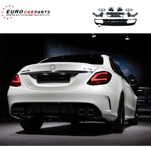 W205 C43 sedan diffuser with pipes for C-class W205 sport 2014-2019y to C43 with oval exhaust tips
