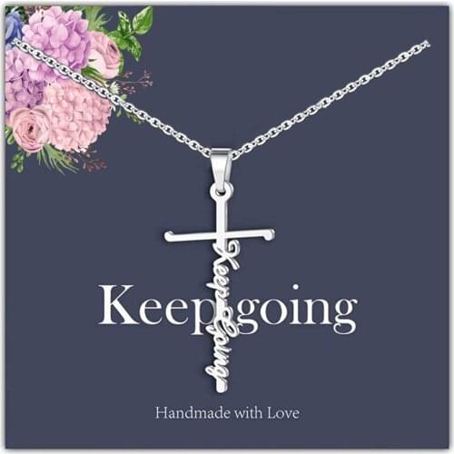 Female Stainless Steel Chain Necklace Silver Color KEEPGOING Cross Pendant Necklace For Women Fashion Jewelry Gift LGS1979
