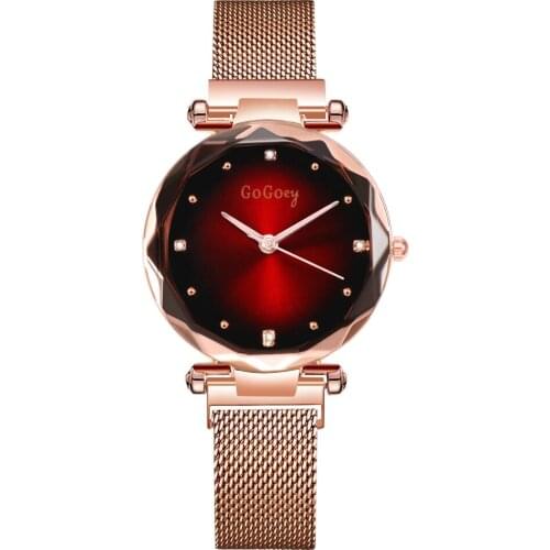 Womens Watches Top Brand Gogoey Ladies Watch Women Dress Personality Romantic Crystal Mesh Clock Rhinestone Wrist Watches 2021