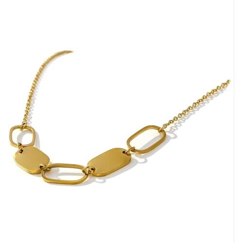 Yhpup Statement Geometric Stainless Steel Necklace for Women Charm Metal Jewelry New Design Necklace Accessories Party Gift 2021