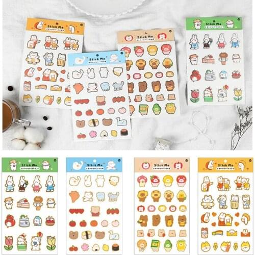 1 Sheet Cute Kawaii Rabbit Cat Bear Golden Glitter Decorative Sticker Handbook Phone Decoration