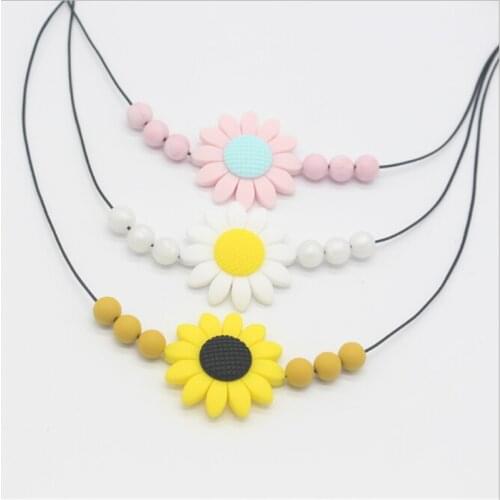 1Pc Silicone Flower Necklace Baby Teethers Food Grade SiliconeTeething Beads Infant Chewable Necklaces Newborn Teething Toys
