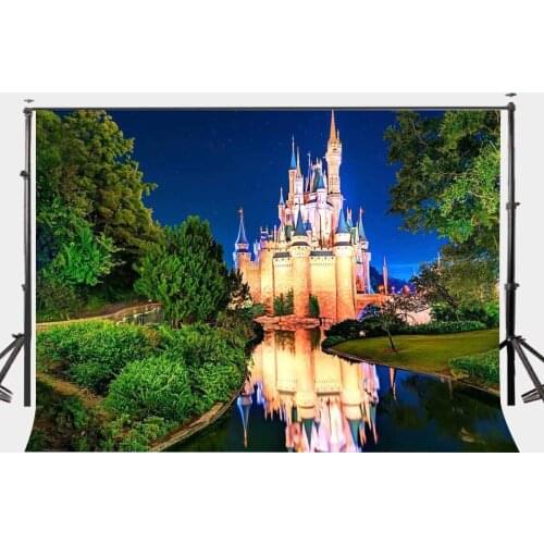 150x210cm Starry Night Green Forest Backdrop Glittering Castle Smooth River Photography Background Fairy Tale Camera Photo