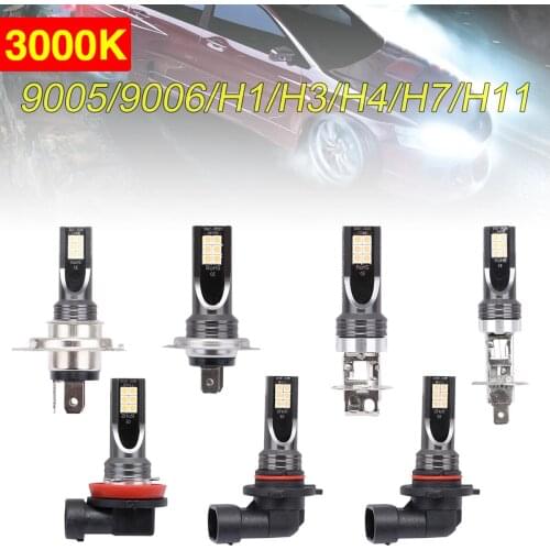 2pcs H1 H3 H7 H11 H8 9005 9006 SMD Lights 1200LM 3000K Golden Driving Running Light Auto Car headlamp Bulbs for Cars SUV Vehicle