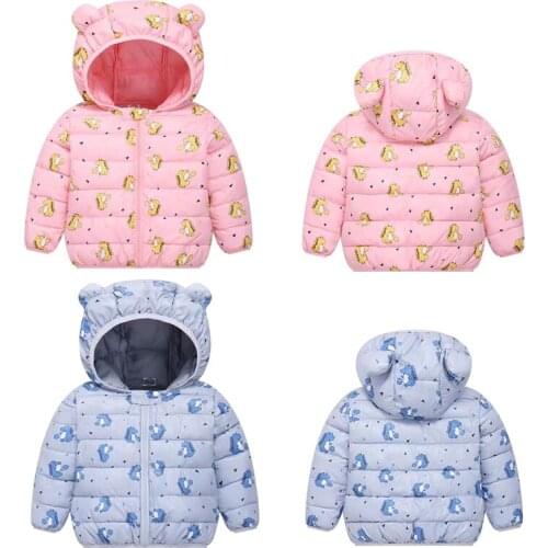 2021 Fashion Girls Boys Down Jacket Baby Cartoon Jackets Winter New Lightweight Hooded Coats Childrens Outerwear Kids Jackets