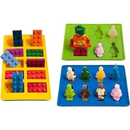 3 Pcs/set Cake Moulds Lego Robot Building Bricks Silicone Ice Cube Tray Candy Chocolate Puncake Mold Baking Tools Bakeware IT063