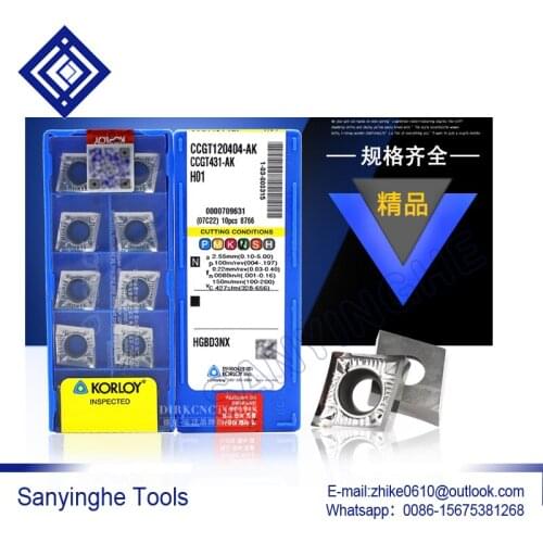 Free shipping high quality 50pcs/lots CCGT120402-AK HO1 / CCGT120404-AK HO1 cnc carbide turning inserts