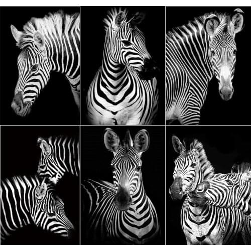 5D Diamond Painting Zebra Black and White Series Full Square/Round Diamond Embroidery Animal Cross Stitch Kit Home Decoration
