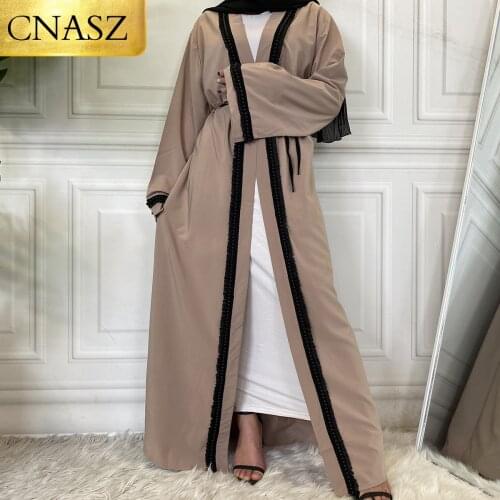 Abaya For Women Muslim Islamic Turkey Fashion Ramadan Kimono Cardigan Dubai Robe Middle East Beaded Elegant Women Clothing