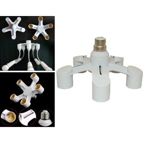 5 in 1 Lamp Socket Adapter Splitter, LED Bulb Holder Converter for E27 Standard Light Home Light Fixtures for Outdoor Indoor