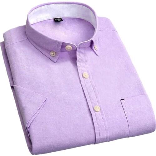 Aoliwen brand 2021 Summer business shirt Plus Size Men short Sleeve Shirt Cotton Oxford Shirt Fashion Causal Male Shirts Clothes