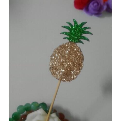 Glitter pineapple cupcake toppers wedding birthday bridal baby shower tropical party food picks free shipping