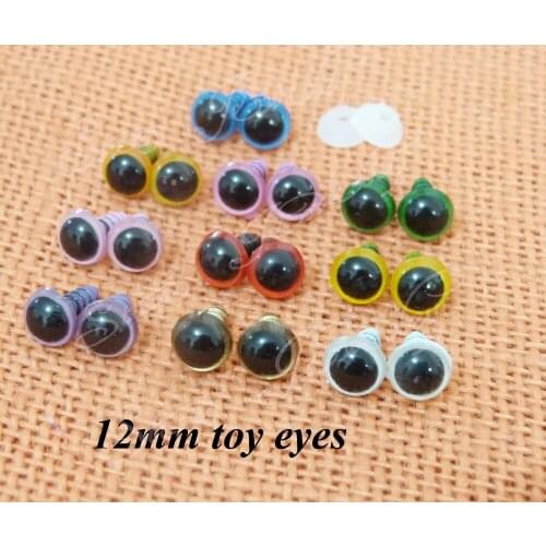 Color you can choose ---40pcs 12mm round shape plastic safety toy eyes&white washers for plush bear doll accessories
