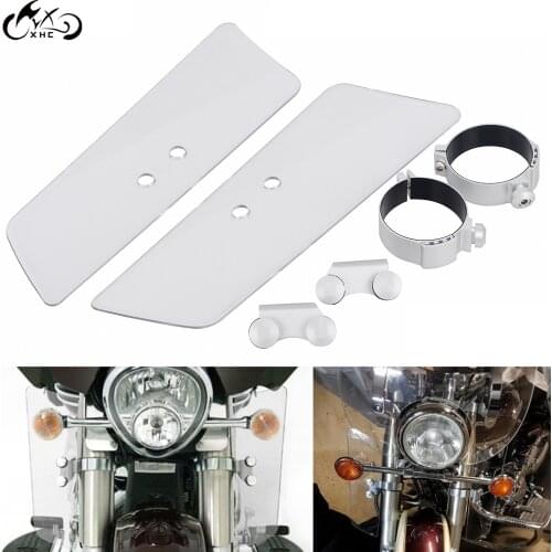 Motorcycle Clear Wing Windshield Fork Deflectors W/ Clamps For Honda Shadow VTX1300R Suzuki C90T VL1500 Kawasaki Yamaha V Star