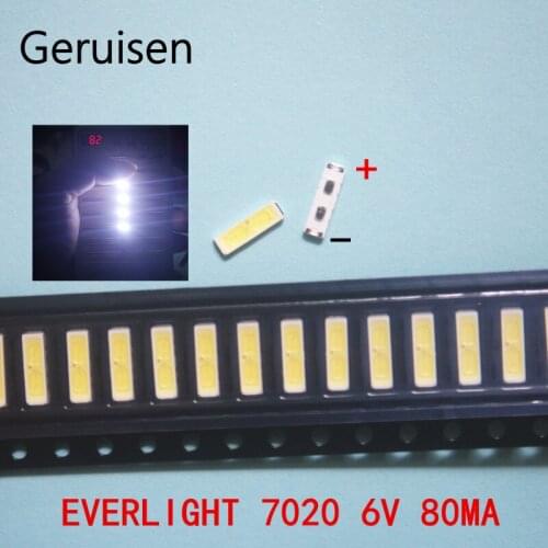 EVERLIGHT For 500PCS LED LCD Backlight TV Application LED Backlight 1W 6V 7020 Cool white LCD Backlight for TV