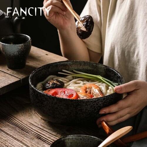 FANCITY Yuanye Japanese style ceramic soup bowl cover rice bowl tableware Fahai bowl ramen bowl large soup bowl household creat