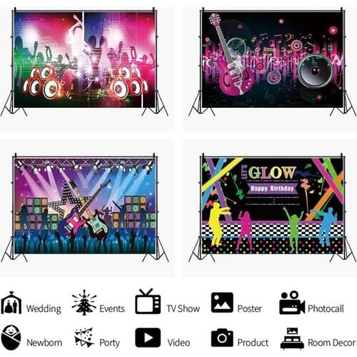 Musical Club Dance Party Photography Backgrounds Sexy Women Guitar Music Lets Glow Family Event Home Decor Poster Backdrops