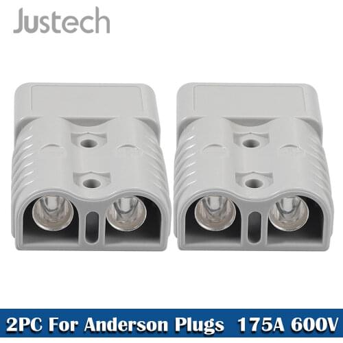 Justech 2pcs For Anderson Style Plug Connectors 175A 600V with 1/0 AWG Silver Plated Solid Copper Terminal AC/DC Power Tool Kit