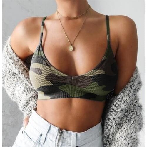 2021 New Fashion Women Sexy Crop Tops Camouflage Summer Camis Casual Bustier Bra Tank Tops Vest Sleeveless Crop Tops Blusas