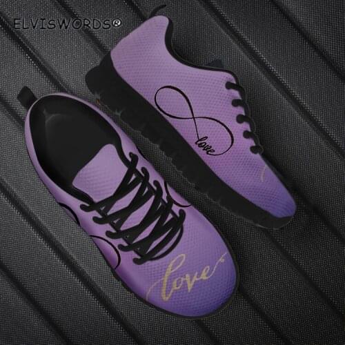 ELVISWORDS Infinito Love Design Casual Lace Up Air Mesh Sneakers for Women Fashion Ladies Non-slip Walking Shoes zapatos mujer