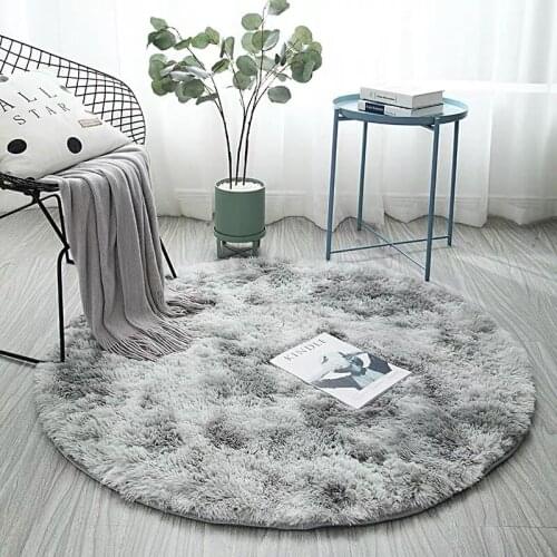 Area Rugs Round Carpets Fluffy-Mat Living Room Decor Shaggy Floor Mats Bedroom Solid Anti-Slide Rug