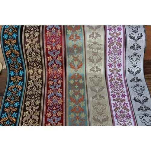 Mixed set 7yards/lot Woven Jacquard Ribbon Embroidered 7 color flower 5.7cm