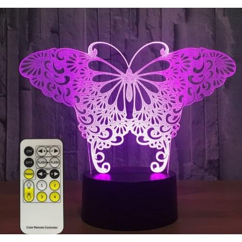 Night Light Butterfly 3d Night Lights 7 Colors Changing with Remote Night Lights for Kids Room Decor or Perfect Birthday Gift
