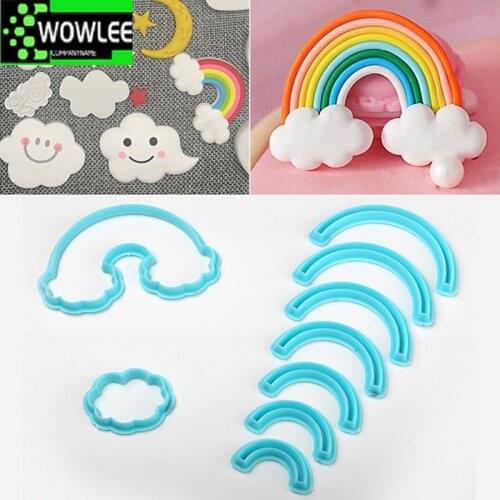 2020 New 9Pcs/Set Rainbow Cookie Cutter Cake Mold 3D Printed Fondant Biscuit For Decorating Tools