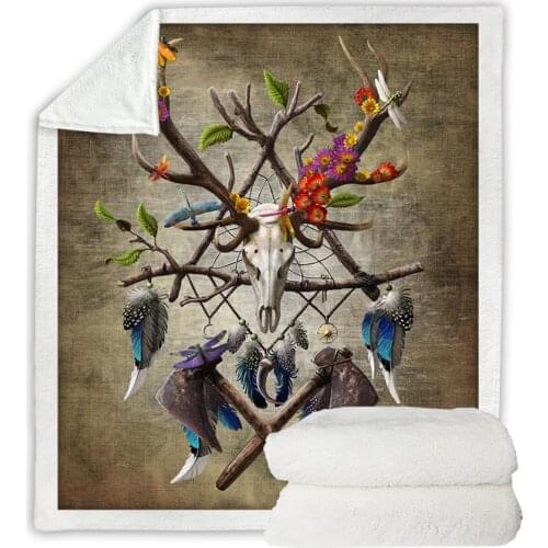 Lion Deer Owl Throw Blanket For Sofa Bed Animal Printed Soft Warm Autumn Winter Fleece Blanket Bed Cover Bedspread