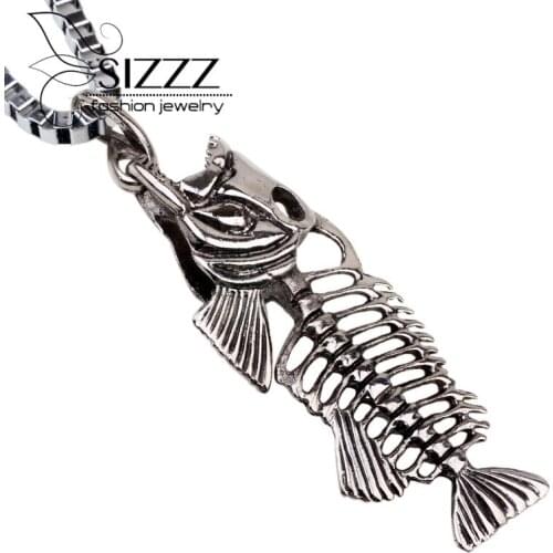 2016 New Sale Charms Austria Zircon Crystal Necklaces Fish Bone Shape Necklace For Women/Men Wholesale Pendant Necklaces