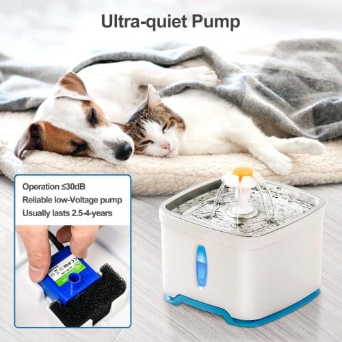 2.5L Dog Cat Water Fountain Stainless Steel Electric Pet Automatic Water Feeder Filter Circulating Smart Dispenser Container LED
