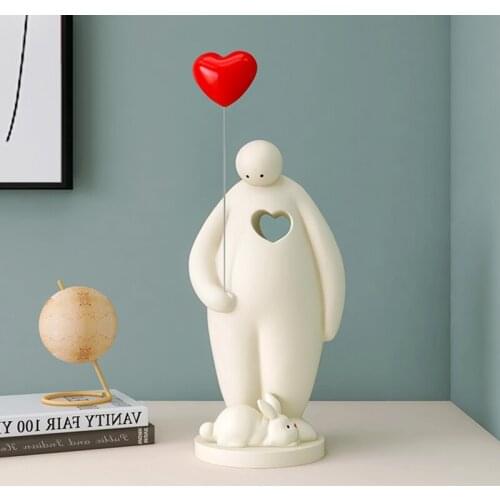 Cute White Cartoon Character Figurine Kids Room Decoration Creative Desktop Ornaments Statue Girls Birthday Present Nordic Home