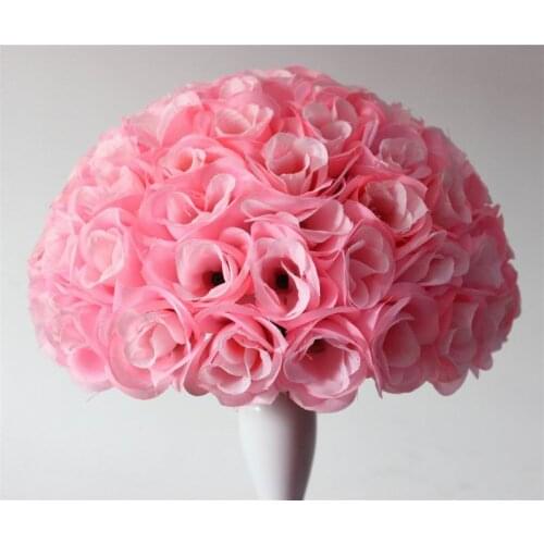 SPR 25cm plastic center artificial pink wedding kissing decoration flowers ball 20 colors available,15pcs/lot=30pcs half pcs
