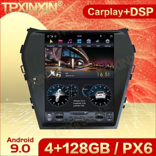 Carplay 2 Din Android 9 Tesla Stereo For Hyundai Santa Fe ix45 2013 2014 2015 2016 2017 2018 GPS BT Video Audio Player Head Unit