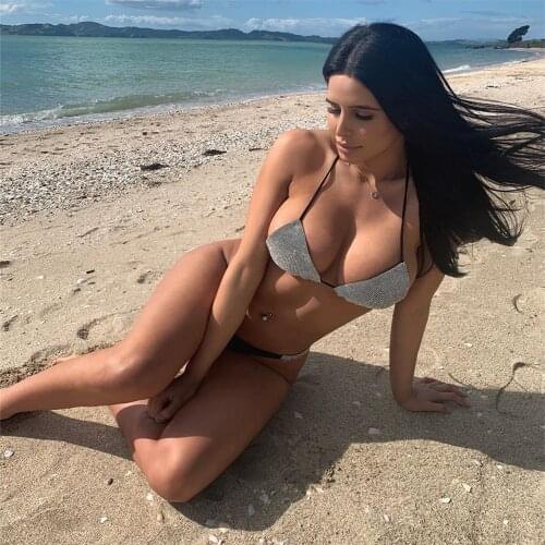 YYCZF Sexy Rhinestone Bikinis Women Low Waist Swimsuit Brazilian Swimwear Beach Wear Bathing Suit Swimming Maillot Two Piece