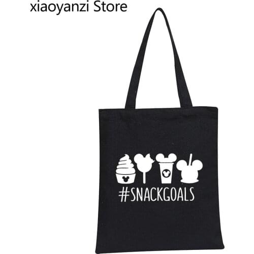 Snack goals Women Shopping Bag Cute Tote Casual Funny Eco Reusable Shoulder Bags For Lady Girl Student Books Bags Tote SL-195