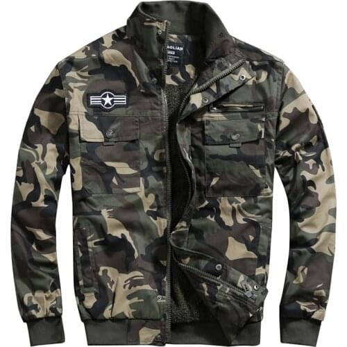 Winter Mens Fleece Lined Thick Camouflage Cargo Jackets Military Tactical Outerwear Multi-Pocket Cotton Wear-Resistant Workwear