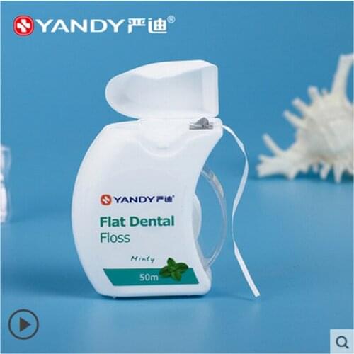 Dental floss slippery micro-wax Mint flat line portable roll-up dental floss jacket for orthodontic application of dental floss