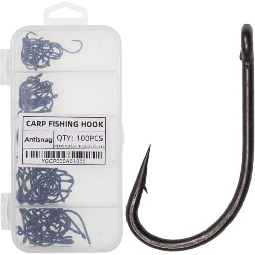 ICERIO 100pcs Fishing Hooks Set Carbon Steel Single Circle Fishhook Fly Fishing Jig Barbed Carp Hooks Sea Tackle Accessories