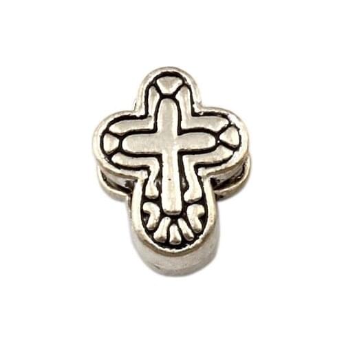 100Pcs Alloy Cross Spacer Beads For Jewelry Making, Big Hole 4.5mm Findings Bracelet Necklace DIY Accessories D-74