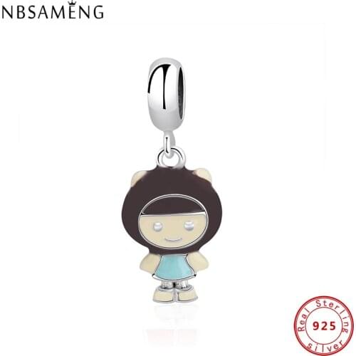 100% 925 Sterling Silver Charm Lovely Girl Pendant Charms Beads Fit Bracelets Necklaces Women Diy Jewelry