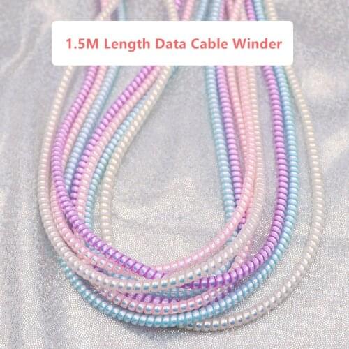 2Pcs/lot Luxury Color TPU Spiral USB Charger Cable Cord Protector Wrap Cable Winder For Charging Cables Organizer, Length 150cm