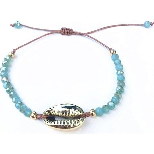 2018 fashion shell bracelet 4mm crystal bead rope adjustment bracelet bohemian style lattice ladies high jewelry birthday gift