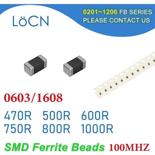 4000PCS 0603/1608 100MHZ SMD Ferrite Beads 470R 500R 600R 750R 800R 1000R Chip Inductor Multilayer 25% High Quality