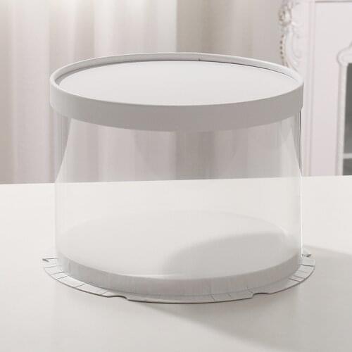 5pcs round Transparent Birthday Cake Box 6 8 10-Inch Double-Layer High High Net Red Cake Packaging Box flower box