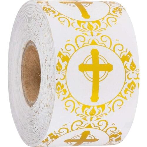 500pcs/roll Circular Religious Christian Prayer Sticker Envelope Sealed Label Wedding Invitations Packages Office Supplies