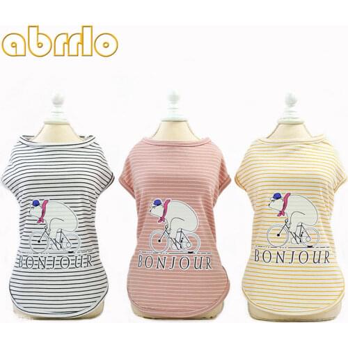 Abrrlo Pet Clothes Summer Striped Cartoon Dog Clothes Cotoon Soft Dog Vest Shirt For French Bulldog Chihuahua Dog Accessories