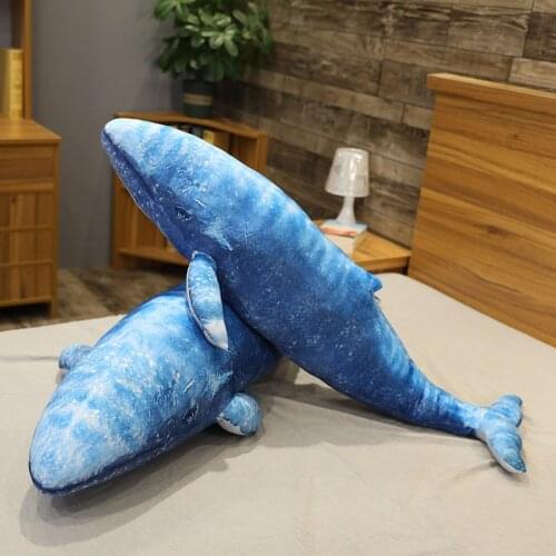 55/70/110cm Big Size Emulational Blue Whale Plush Toy Lifelike Sea World Fish Stuffed Animals Soft Pillow Girl Boy Gift