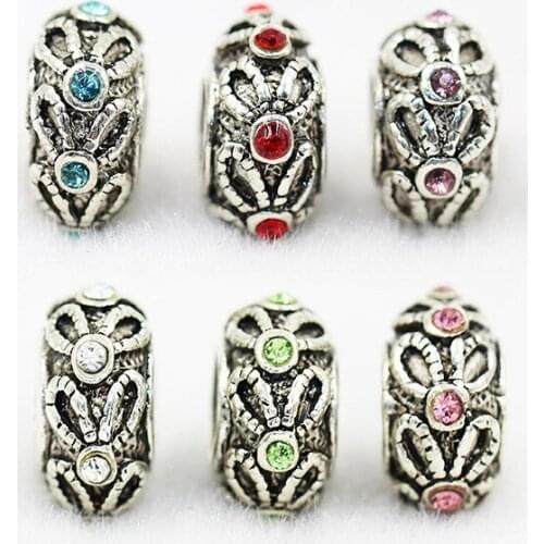 DIY alloy drill accessories large hole Bead Bracelet Dora style FLOWER SILVER BEADS for jewelry making berloque H037