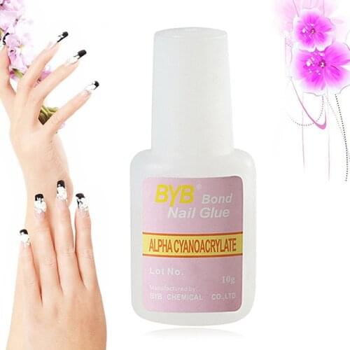 10g Fast Drying Nail Glue Sticky Nail Piece Adhesive for False Nail Acrylic Nail Art Decoration Glue with Brush Supplies TSLM1